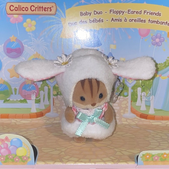 Calico Critters - squirrel baby - WHITE Bunny Floppy Eared Friends set - Picture 1 of 7